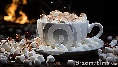 Hot chocolate warms the soul, a sweet winter delight generated by AI Stock Photo