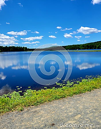 Bright sky blue water resistor hike Stock Photo