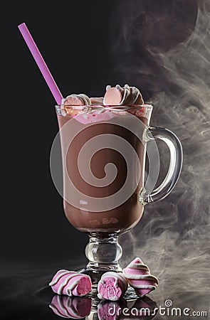 Hot cocoa drink with marshmallow Stock Photo