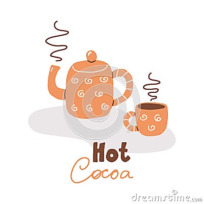 Hot cocoa hand writting lettering Vector Illustration