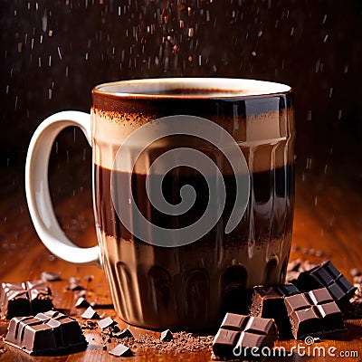 Hot cocoa Mug with chunks of chocolate Stock Photo