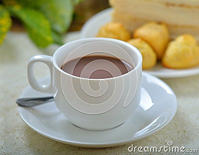 Hot cocoa and sandwich for breskfast Stock Photo