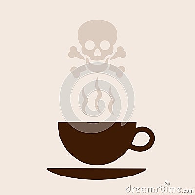 Hot coffee as dangerous drink causing death Vector Illustration