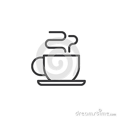 Hot coffee cup with steam outline icon Vector Illustration