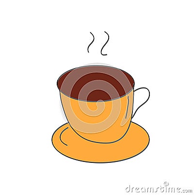 Hot coffee drawing in yellow cup Stock Photo