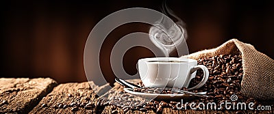 Hot Coffee With Heart Shaped Steam Stock Photo