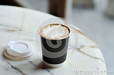 Hot cofffee, cappuccino coffee or latte coffee or mocha coffee or caramel latte coffee Stock Photo