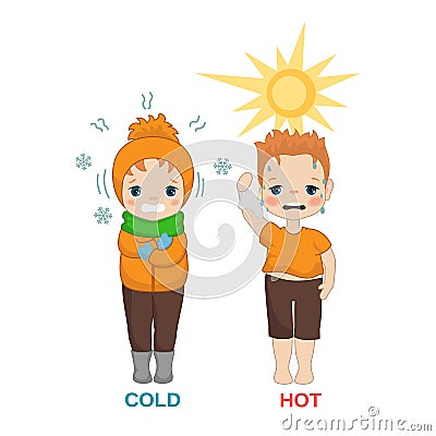 Hot and cold boy. Vector Illustration