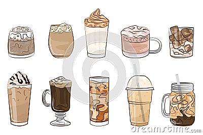 Hot and cold coffee beverage Vector Illustration