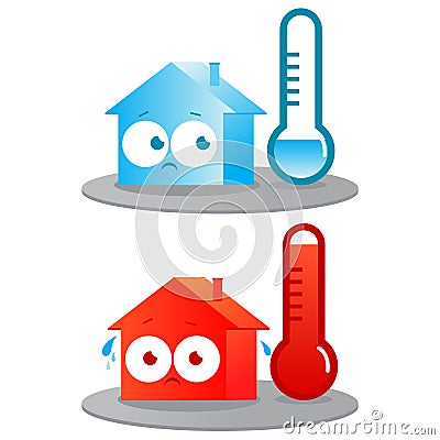 Hot and cold house. Vector illustration Vector Illustration