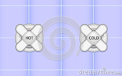 Hot And Cold Shower Handles Vector Illustration