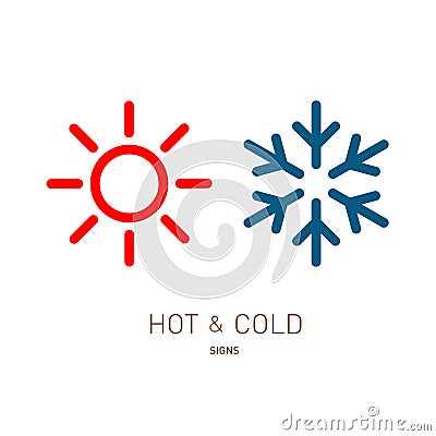 Hot and cold sun and snowflake icons Vector Illustration