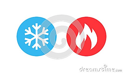 Hot and cold vector icon set. Heating and cooling buttons. Vector EPS10 Vector Illustration