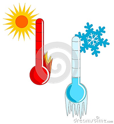 Hot And Cold Weather Vector Illustration