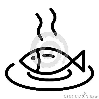 Hot cooked fish icon, outline style Vector Illustration