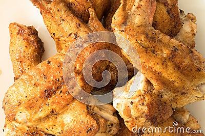 hot and crispy fried chicken legs isolated on white background Stock Photo