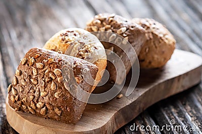 Hot cross buns with poppy seeds Stock Photo