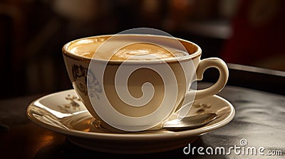 A Hot Cup of Cafe Au Lait for a Classic French Experience Stock Photo