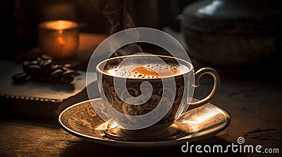 A Hot Cup of Decaf Coffee for a Relaxing Evening Stock Photo