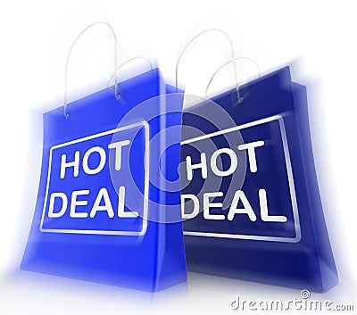 Hot Deal Shopping Bags Show Shopping Discounts and Bargains Stock Photo