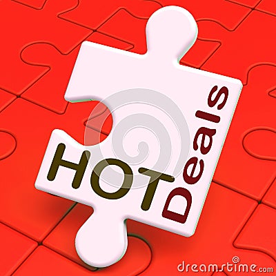 Hot Deals Puzzle Means Amazing Offer Deal Stock Photo