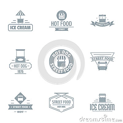 Hot dinner logo set, simple style Vector Illustration