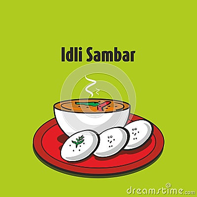 Idli sambar south Indian food Vector Illustration