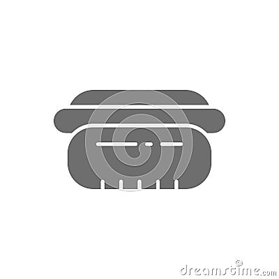 Hot dog, bavarian sausage, fast food grey icon. Cartoon Illustration