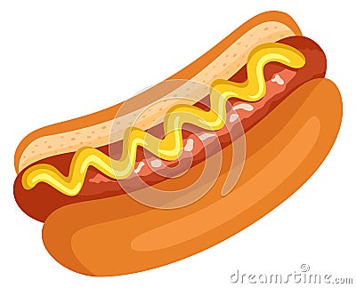 Hot dog cartoon icon. American fast food Vector Illustration