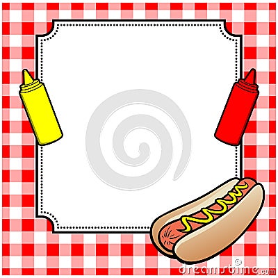 Hot Dog Cookout Invite Vector Illustration