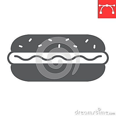 Hot dog glyph icon Vector Illustration