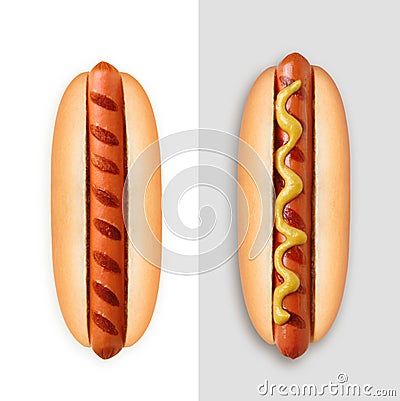 Hot dog grill with mustard Stock Photo