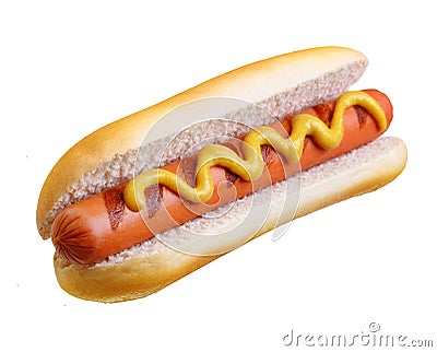 Hot dog grill with mustard Stock Photo