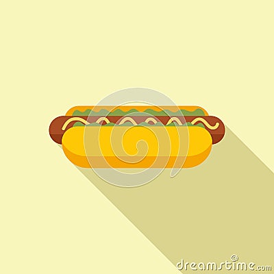 Hot dog icon flat vector. Takeaway food Stock Photo