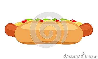 Hot dog with ketchup and mustard Vector Illustration