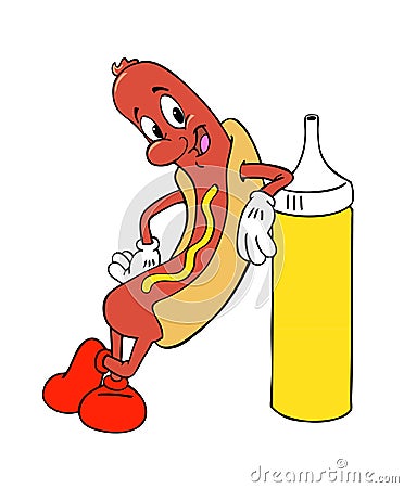 Hot Dog with Mustard Stock Photo