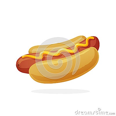 Hot dog with mustard Vector Illustration