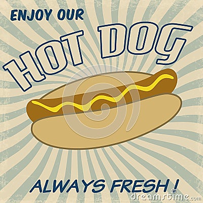 Hot dog poster Vector Illustration