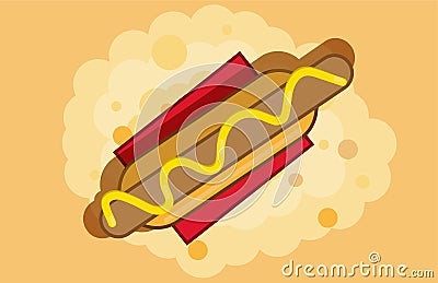 Hot dog on a red napkin vector graphic Vector Illustration