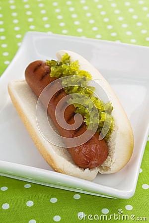 Hot Dog With Relish Stock Photo