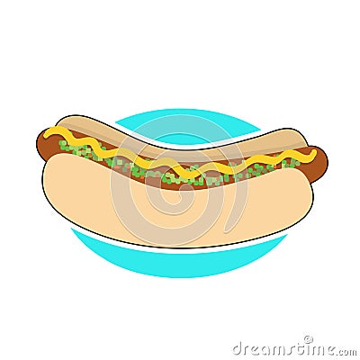 Hot Dog and Relish Vector Illustration