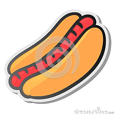 Hot dog sticker, emoji, icon Vector Illustration