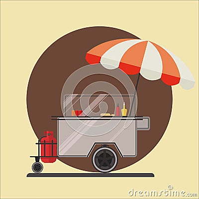 Hot dog street car icon. Vector Illustration