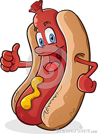 Hot Dog Thumbs Up Vector Illustration