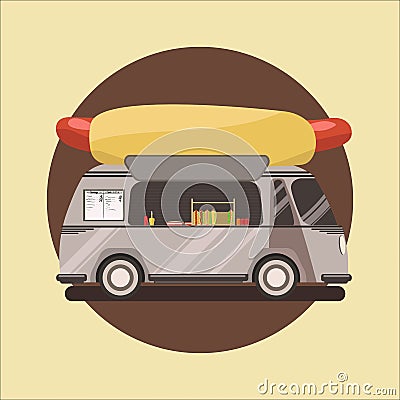 Hot dog truck. Vector Illustration