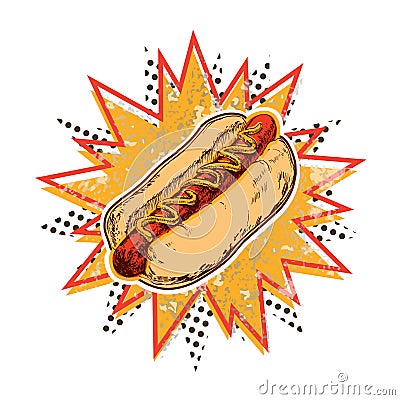 Hot dog. Vector isolated Vector Illustration
