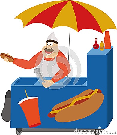 Hot dog vendor Vector Illustration