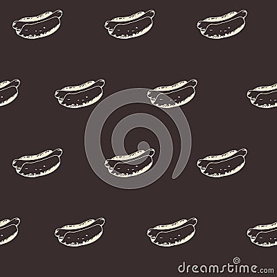 Hot Dogs Background. Hotdogs Seamless Pattern Vector Illustration