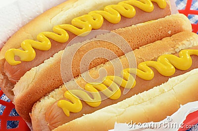 Hot dogs with mustard Stock Photo