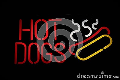 Hot Dogs Neon Sign Stock Photo